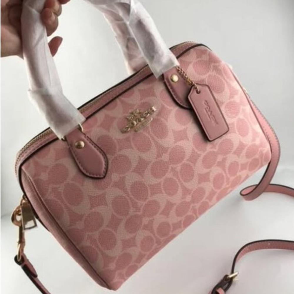 NWT Coach Rowan Satchel Bag In Signature Canvas Powder/Pink